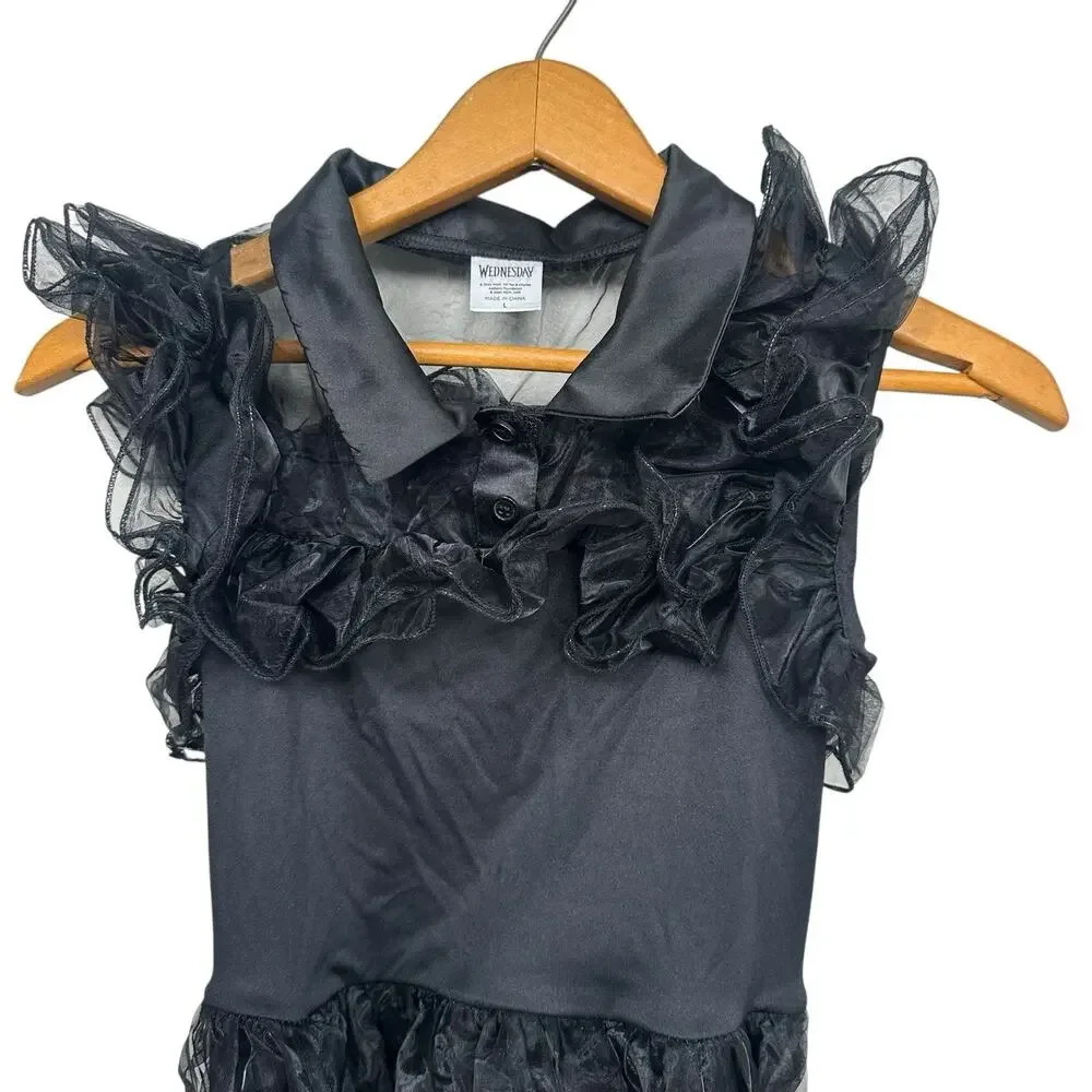 Spirit Halloween Girl’s Wednesday Addams Costume Dress W/ Belt Size Large 12-14 - Picture 9 of 10